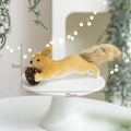 Realistic 25cm brown foam squirrel figurine holding a natural pine cone decoration - Large Brown Running Squirrel