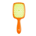Hollow-out hair comb in vibrant orange and green finish for detangling and styling - Orange Green
