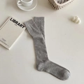 Calcetines altos gris oscuro con diseño acanalado para mujer estilo japonés dulce casual - Talla única / Gris