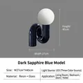 Modern deep blue wavy resin table lamp with spherical glass shade and LED lighting - Dark Royal Blue (Type N)