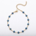 18K gold plated stainless steel bracelet with blue glitter heart-shaped pendants - Bracelet 17+5cm / Gold + Blue