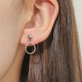 Sleek silver stainless steel cross drop earrings for men with a polished metallic finish - Ball Hoop Pendant Studs