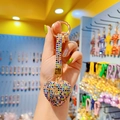 Sparkling heart keychain with colorful rhinestones and gold metal ring for bags - Multicolor Heart