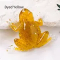 Translucent amber yellow resin frog figurine with gold leaf accents and bubbles - Enhanced Yellow Quartz