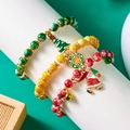 Juego de 3 pulseras navideñas de cuentas con dijes de Papá Noel y árbol festivo - Juego de 3 piezas-Rojo Amarillo Verde Caja de Regalo Papá Noel