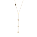 Collana a Y dorata con ciondoli in conchiglia bianca e nera in stile elegante minimalista - Stile Collana a Y Disco Nero Bianco (2#)