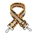 Close-up of leopard print bag strap with golden thread and dark metal swivel hooks - Orange Gunmetal Buckle