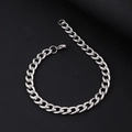 Men's classic silver curb chain bracelet in stainless steel with robust lobster clasp - 21cm / Silver/5.0mm Cuban Chain