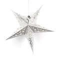 3D silver paper star pendant with golden moon and star patterns for holiday decor - 45cm / Silver