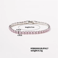 Close-up of pink zircon tennis bracelet showing 17cm length and 4mm gemstone diameter - 17cm / Platinum Plated Pink Zirconia