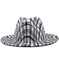 Classico cappello fedora in tweed pied de poule bianco e nero con tesa piatta - Stile Tweed Classico (02)