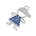 Macro shot of silver girl pendant with blue and clear zircon stones and a top ring - Rhodium Blue Zircon Boy