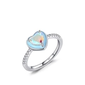 Anillo de corazón en plata S925 con circón opale de colores y detalles en esmalte azul - Talla US 5 / Anillo