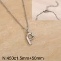 Silver stainless steel pendant necklace featuring uppercase letter P and beaded chain - Silver Letter P (KN287063-Z)