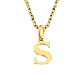 Golden stainless steel necklace featuring a letter S pendant with a classic box chain - Letter S-Gold