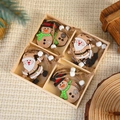Christmas wooden pendant set with Santa and Snowman in a four-compartment gift box - 4-Grid Wooden [Snowman + Santa]