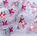Festive Christmas snowman LED string lights with warm yellow glow and red scarf details - 1m 10-LED (2AA Battery Model) / Paw Snowman