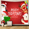 Detail of Christmas wall tapestry featuring Santa, polar bear, and festive motifs on red fabric - Gt100615 / 73X95CM (Brushed Fabric)