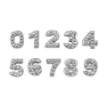 DIY 8mm chrome finish numeric charms with rhinestones for bracelets and keychains - Number 0-9 Set / 8mm / Chrome