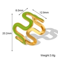 Anillo ondulado bañado en oro de 18K con esmalte verde y detalles de circón - US 6 / Lindo Anillo Ondulado de Esmalte-Verde