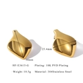Detail showing 38mm x 25.4mm size of 18K gold plated teardrop stainless steel earrings - 38MM