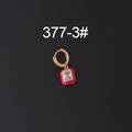 Gouden rechthoekige zirkoon oorbel met roze emaille frame en ingelegde diamanten ring - Roze (3#)