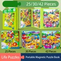 Level 5 magnetic puzzle book for kids featuring zoo and city scenes with 25 to 42 pieces - Level 5 Life [3-in-1 Magnetic Book] 5Y+