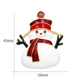 Cute snowman brooch dimensions showing 42mm height and 33mm width with red enamel details - Red Hat Snowman