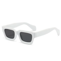 Vintage chunky white square frame sunglasses with dark grey lenses for retro street style - White Frame Dark Grey Lens