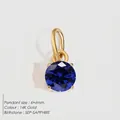 14K gold plated stainless steel necklace with 6mm blue sapphire zircon pendant for September - 6x6mm / February Dark Purple - Gold