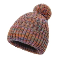 Colorful knitted beanie hat with faux fur pompom for winter warmth and cozy style - Rainbow Orange
