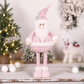 Standing extendable pink Christmas gnome plush with sequins and long legs decor - Pink Telescopic Santa Claus