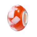 Orange and white striped resin bead with silver metal core for DIY bracelets - Orange and White Striped Style (020)