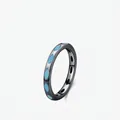 Anello retrò in argento S925 nero con pietre turchesi in stile taglio marquise - Taglia US 5