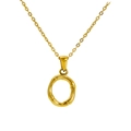 Minimalist 18k gold plated stainless steel necklace with bamboo textured circle pendant - Letter O(O)