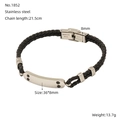 Specifiche dettagliate delle dimensioni per bracciale da uomo in acciaio e cuoio - Bracciale Intrecciato con Barra in Metallo Lucido (ZH1852S)
