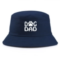 Cappello da pescatore blu scuro pieghevole con testo DOG DAD e zampa bianca - Taglia Unica(58cm) / Blu navy