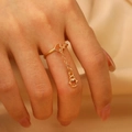 Gold Hamsa Hand charm ring with heart design and small gemstone for women - Palm Style (N-724)