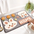 Grey flocked bathroom mat featuring a cute white cartoon rabbit and HOME text design - 40*60cm / Small Carrot Rabbit