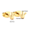 Gold plated stainless steel crown stud earrings with heart pattern measuring 6x5.7mm - Crown (EA137701G) / Gold