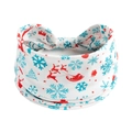 Close-up of white Christmas headband with reindeer, snowflake patterns and a soft bow - Style 17 (Christmas)