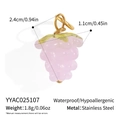 Detail view of a pink grape pendant in stainless steel with 18K gold finish - Pink Grapes Style (YYAC025107)