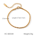 Detailed view of 18K gold plated stainless steel twisted rope chain with size measurements - Fine Twisted Rope Chain (HC-B20194)
