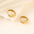 18K gold-plated geometric hoop earrings with sparkling cubic zirconia inlay for women - Gold (Multi-stone)