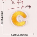 Embroidered letter C patch in yellow with white border for clothing DIY, 2.5cm height - Letter-C