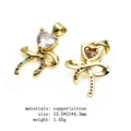 Copper bow heart pendant with multicolored cubic zirconia on a white background - Bowknot (13)