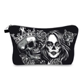 Waterdichte zwarte make-uptas met stijlvolle schedel- en kroonprints voor dames - Zwart Schedel Roos Print
