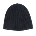Close-up of dark blue ribbed knit beanie showing high-quality warmth-retaining texture - Navy Blue