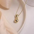 Minimalist 18K gold plated teardrop pendant necklace with glossy mirror finish on silk - Letter I (Single Pendant)