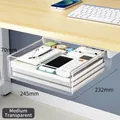 Medium size transparent under-desk drawer organizer, 245x232x70mm acrylic storage - Transparent / Flat / Medium
